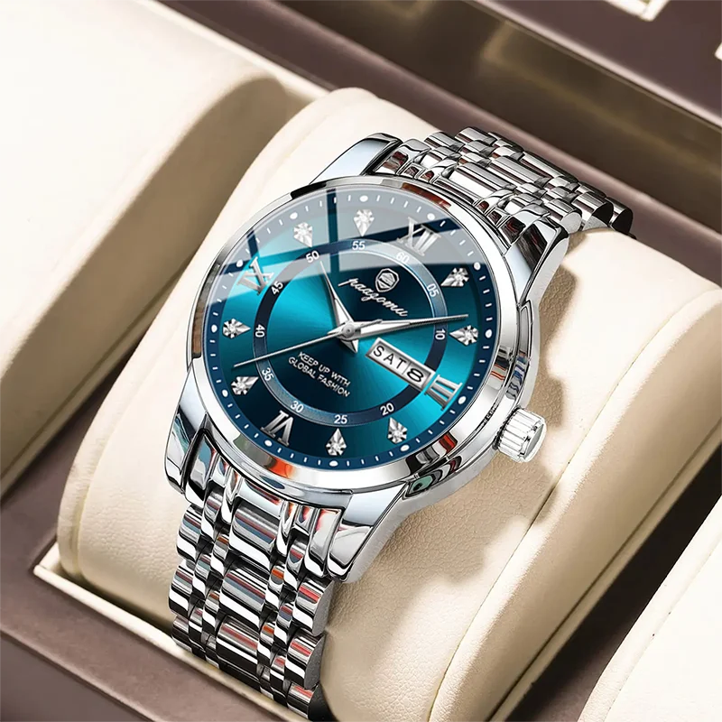 Мужские часы PAAZOMU класса люкс: элегантные, с датой, днем недели, водонепроницаемые, светящиеся, кварцевые, из нержавеющей стали, спортивные, reloj
Мужские часы PAAZOMU класса люкс: элегантные, с датой, днем недели, водонепроницаемые, светящиеся, кварцевые, из нержавеющей стали, спортивные, reloj