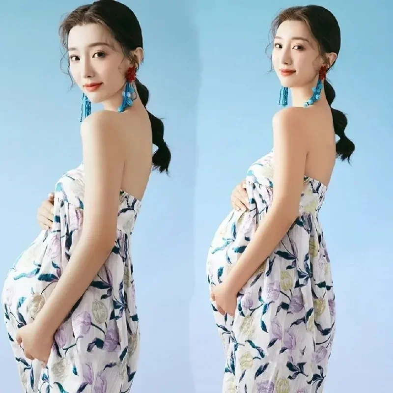 Maternity Photography Tube Top Dress Baby Shower Pregnant Woman Flower Printed Photo Shoot Sleeveless Long
Maternity Photography Tube Top Dress Baby Shower Pregnant Woman Flower Printed Photo Shoot Sleeveless Long