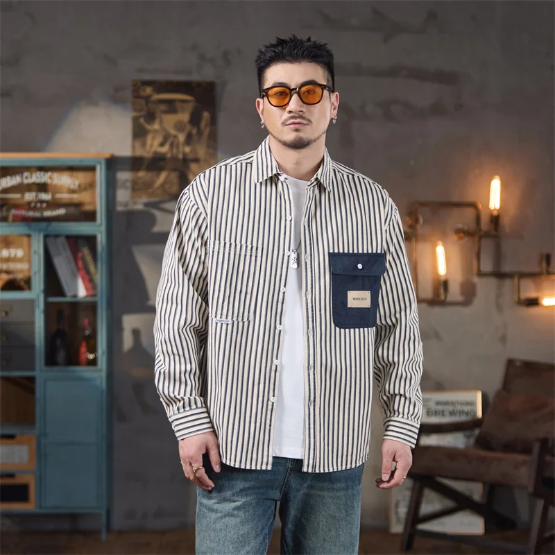 Мужская брендовая модная уличная одежда, свободные повседневные рубашки-карго из чистого хлопка с длинными рукавами в полоску, рубашки-карго Cityboy, рубашки большого размера, блузки
Мужская брендовая модная уличная одежда, свободные повседневные рубашки-карго из чистого хлопка с длинными рукавами в полоску, рубашки-карго Cityboy, рубашки большого размера, блузки