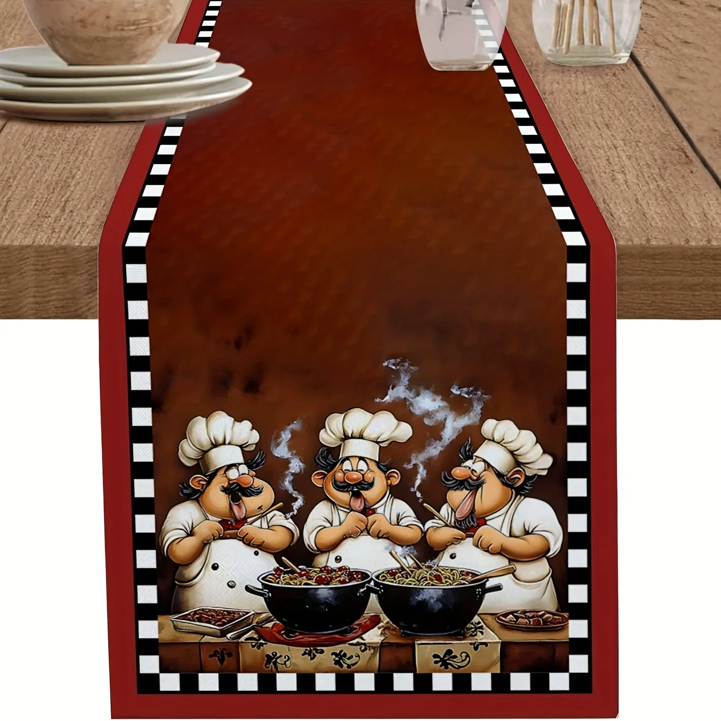 1pc Black Beard Chef Table Runner | Red Dining Decor Scarf | Home Party Tablecloth Decoration (Flat Print)
1pc Black Beard Chef Table Runner | Red Dining Decor Scarf | Home Party Tablecloth Decoration (Flat Print)