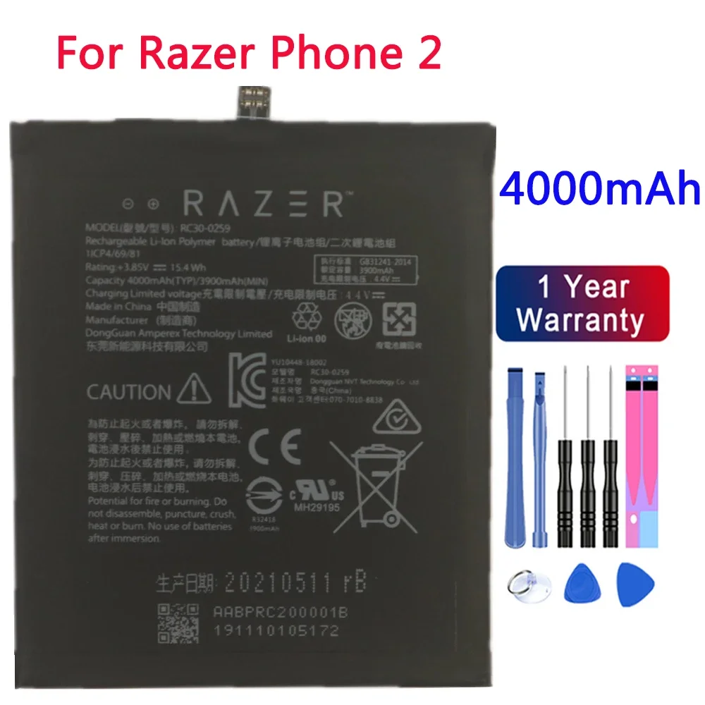 4000 мАч RC30-0259 100% оригинальный аккумулятор для телефона Razer 2 аккумуляторы для телефона
4000 мАч RC30-0259 100% оригинальный аккумулятор для телефона Razer 2 аккумуляторы для телефона