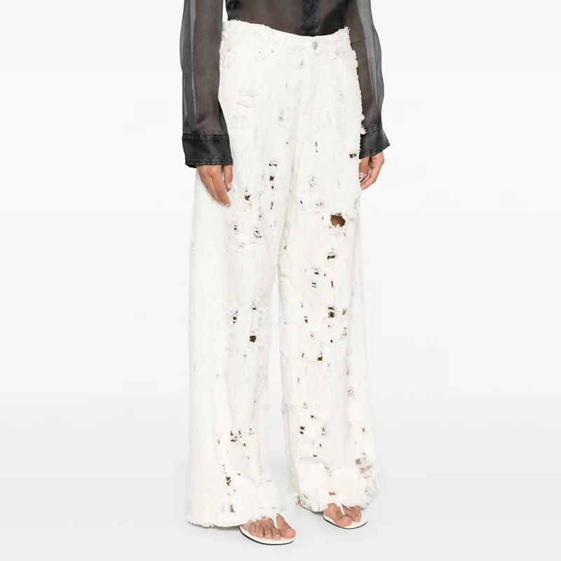 Women's Heavy Duty Washed Ripped Jeans,Fashion Raw Edge Wide Leg Pants,High Quality Jacket Trousers Set,Summer,New,2025
Women's Heavy Duty Washed Ripped Jeans,Fashion Raw Edge Wide Leg Pants,High Quality Jacket Trousers Set,Summer,New,2025