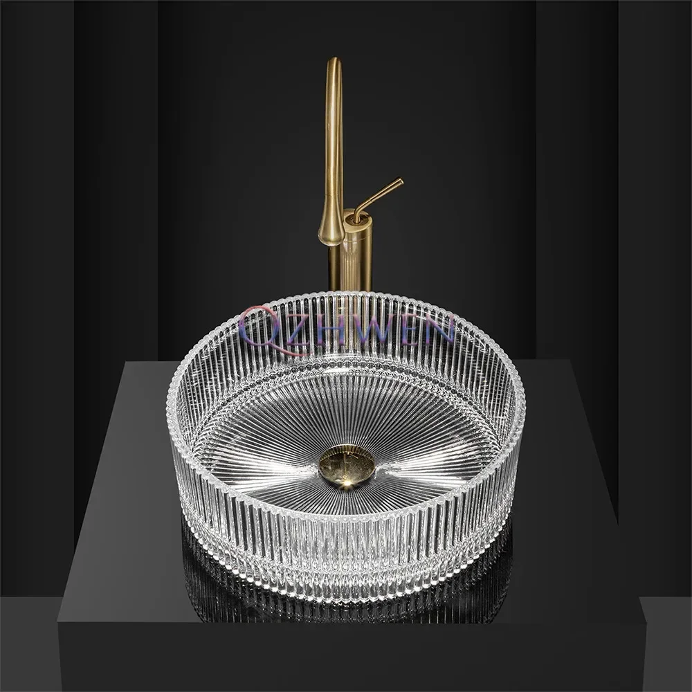 40cm round transparent Glass Sink Luxury Bathroom Washbasin Die-casting Art Table Basin Hotel Countertop Sinks With Faucet Sets
40cm round transparent Glass Sink Luxury Bathroom Washbasin Die-casting Art Table Basin Hotel Countertop Sinks With Faucet Sets