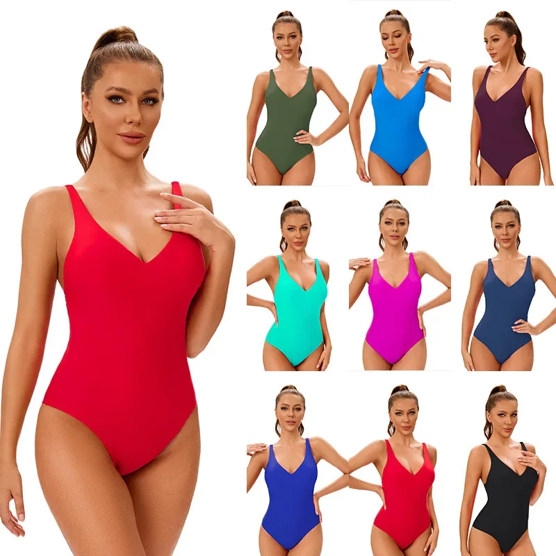 2025 Swimsuit Sexy One Piece Swimsuit Swimwear Women Solid Color V-neck Bathing Suit Beachwear Trajes De Bano Mujer
2025 Swimsuit Sexy One Piece Swimsuit Swimwear Women Solid Color V-neck Bathing Suit Beachwear Trajes De Bano Mujer