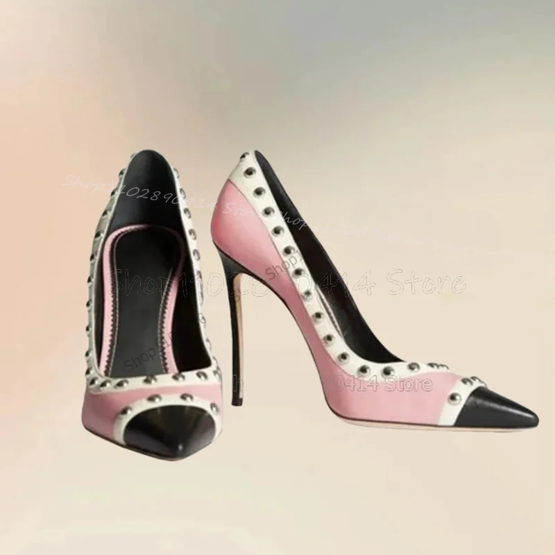 Round Rivets Mixed Color Shallow Pointed Toe Pumps Slip On Women Shoes Thin High Heels Fashion Banquet 2025 Zapatos Para Mujere
Round Rivets Mixed Color Shallow Pointed Toe Pumps Slip On Women Shoes Thin High Heels Fashion Banquet 2025 Zapatos Para Mujere