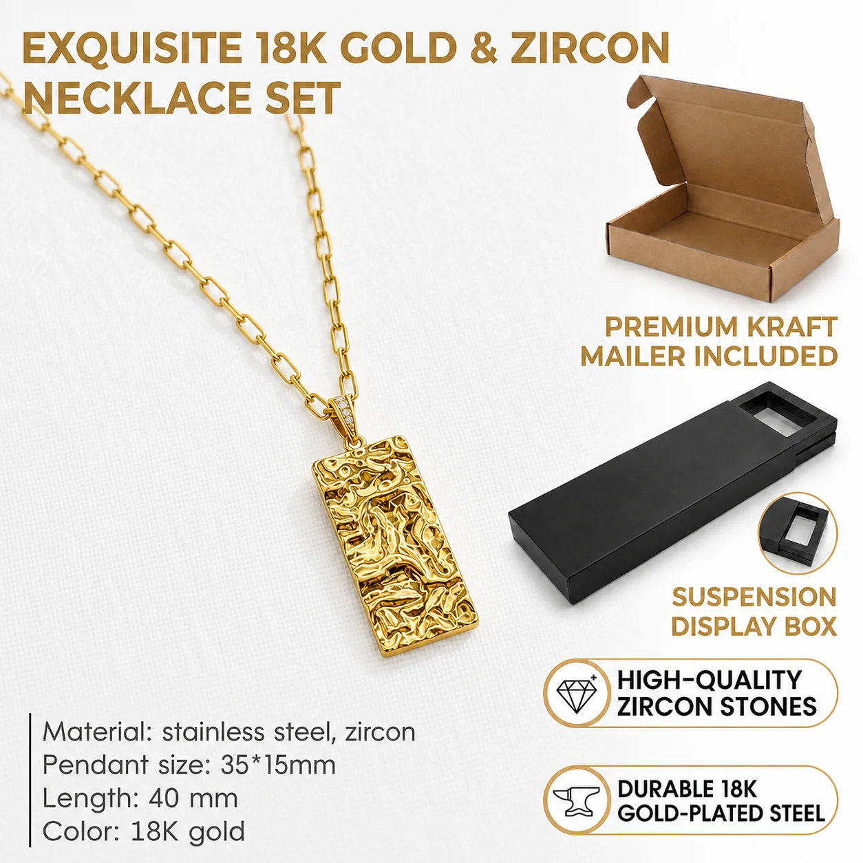 Stainless Steel Hammered Texture Rectangle Pendant Necklace for Women Paperclip Chain Minimalist Geometric Jewelry Gift
Stainless Steel Hammered Texture Rectangle Pendant Necklace for Women Paperclip Chain Minimalist Geometric Jewelry Gift