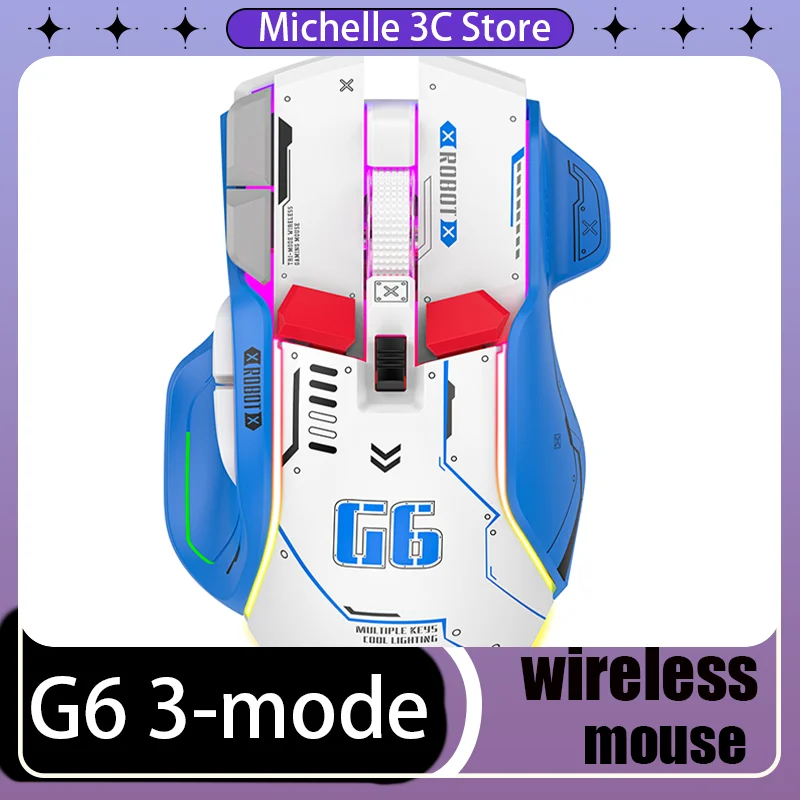 Беспроводная Bluetooth-мышь G6, три режима, механическая Механическая мышь Mecha Gundam для киберспорта, большая Проводная беспроводная мышь для киберспорта двойного использования
Беспроводная Bluetooth-мышь G6, три режима, механическая Механическая мышь Mecha Gundam для киберспорта, большая Проводная беспроводная мышь для киберспорта двойного использования