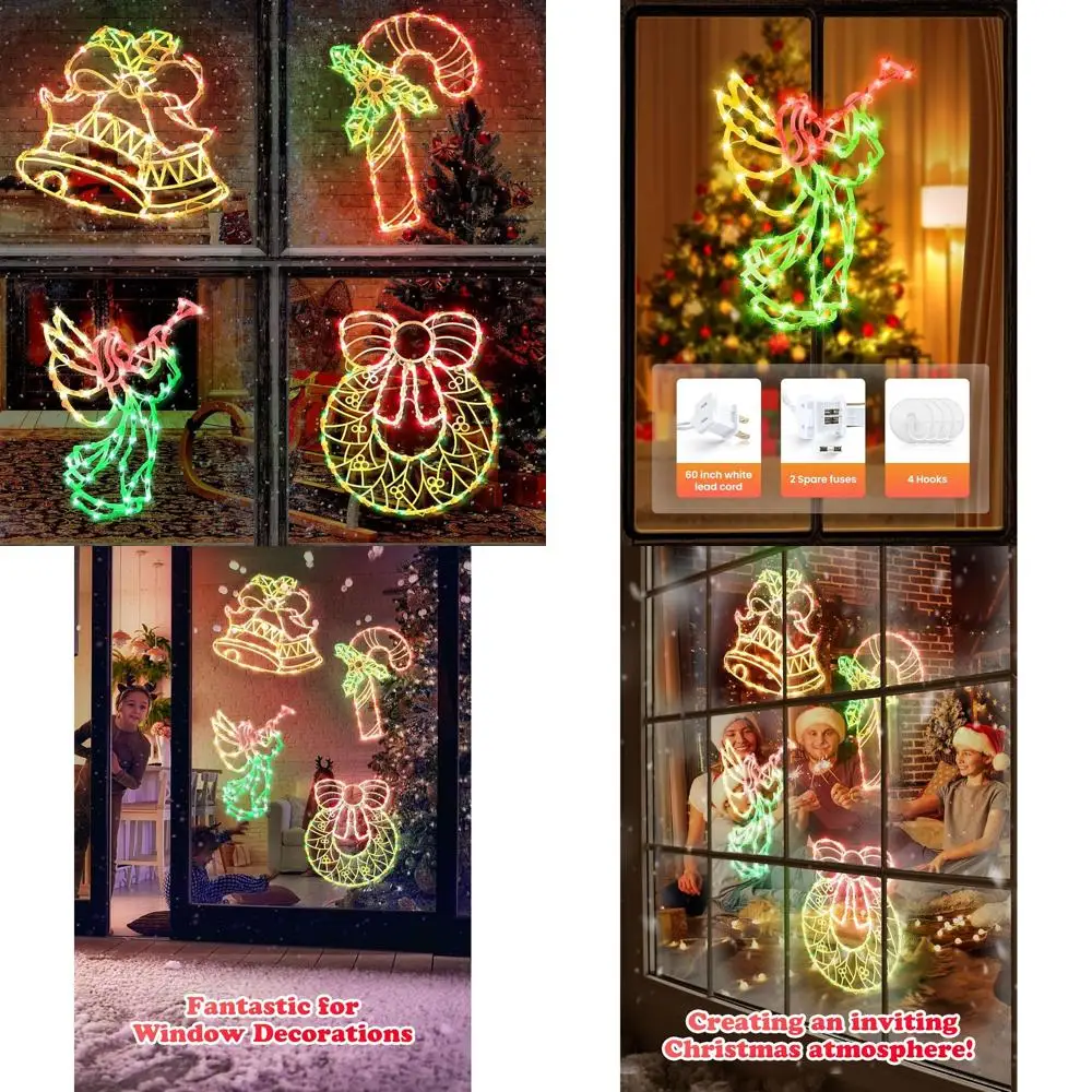 Набор из 4-х рождественских оконных светильников: венок с подсветкой, конфета, колокольчик, ангел для праздничного домашнего декора
Набор из 4-х рождественских оконных светильников: венок с подсветкой, конфета, колокольчик, ангел для праздничного домашнего декора