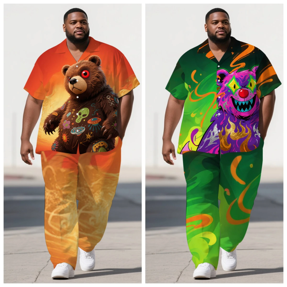 S-9XL Men's Summer Clown Bear Alien Print Oversized Shirt & Pants Set Multi-Design Casual 2-Piece Outfit
S-9XL Men's Summer Clown Bear Alien Print Oversized Shirt & Pants Set Multi-Design Casual 2-Piece Outfit
