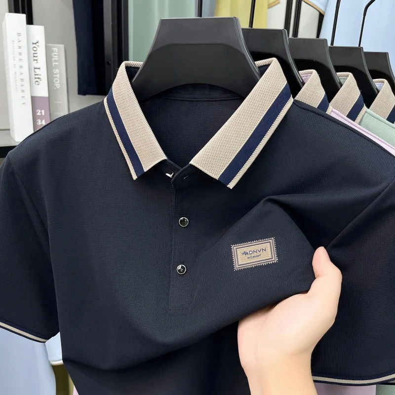 2026 Summer Ice Silk Men's Polo Shirt Color Block Collar Breathable Anti Wrinkle Smart Casual Daily Short Sleeve Top for Man
2026 Summer Ice Silk Men's Polo Shirt Color Block Collar Breathable Anti Wrinkle Smart Casual Daily Short Sleeve Top for Man