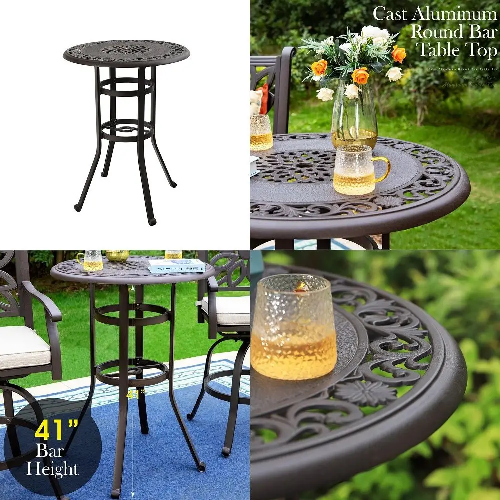 32 Cast Aluminum Patio Bar Table, 41 Height High Top Outdoor Table with Umbrella Hole, Small Pub Height Bistro Round Table for
32 Cast Aluminum Patio Bar Table, 41 Height High Top Outdoor Table with Umbrella Hole, Small Pub Height Bistro Round Table for