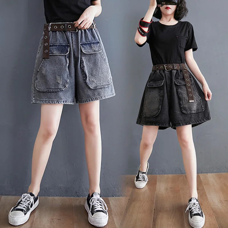 Джинсовые шорты Waed больших размеров для женщин: эластичные брюки с широкими штанинами, модные шорты, юбка А-силуэта с поясом, для повседневной носки
Джинсовые шорты Waed больших размеров для женщин: эластичные брюки с широкими штанинами, модные шорты, юбка А-силуэта с поясом, для повседневной носки