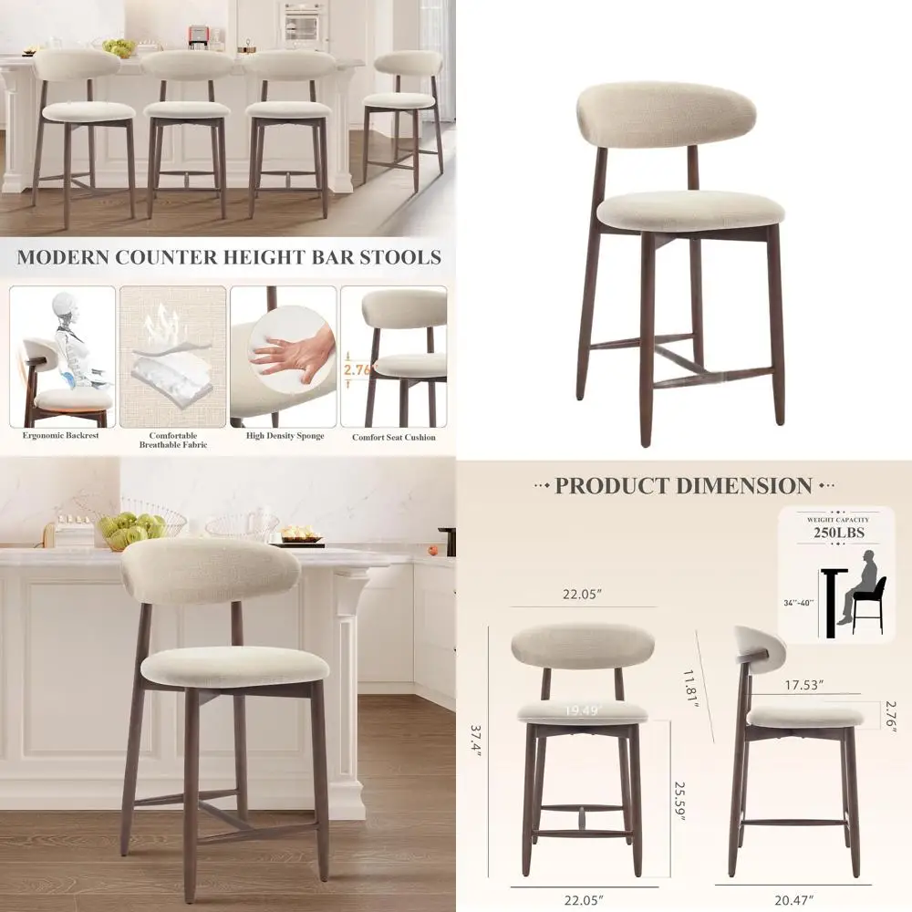 Beige Upholstered Bar Stools with Wooden Legs for Kitchen Island and Dining Room, Counter Height
Beige Upholstered Bar Stools with Wooden Legs for Kitchen Island and Dining Room, Counter Height