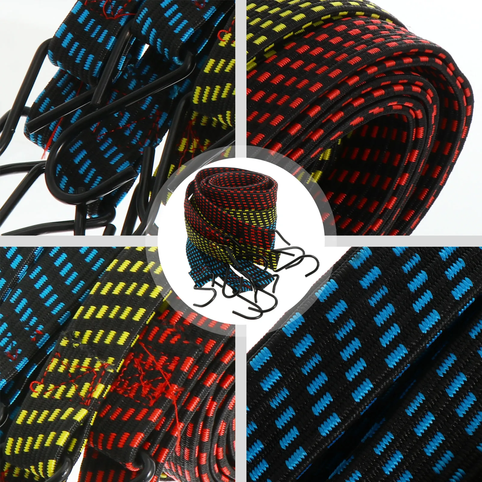 4pcs High Elasticity Polyester Cargo Binding Travel Tension Straps for Motorcycle Trunk Elastic Straps
4pcs High Elasticity Polyester Cargo Binding Travel Tension Straps for Motorcycle Trunk Elastic Straps