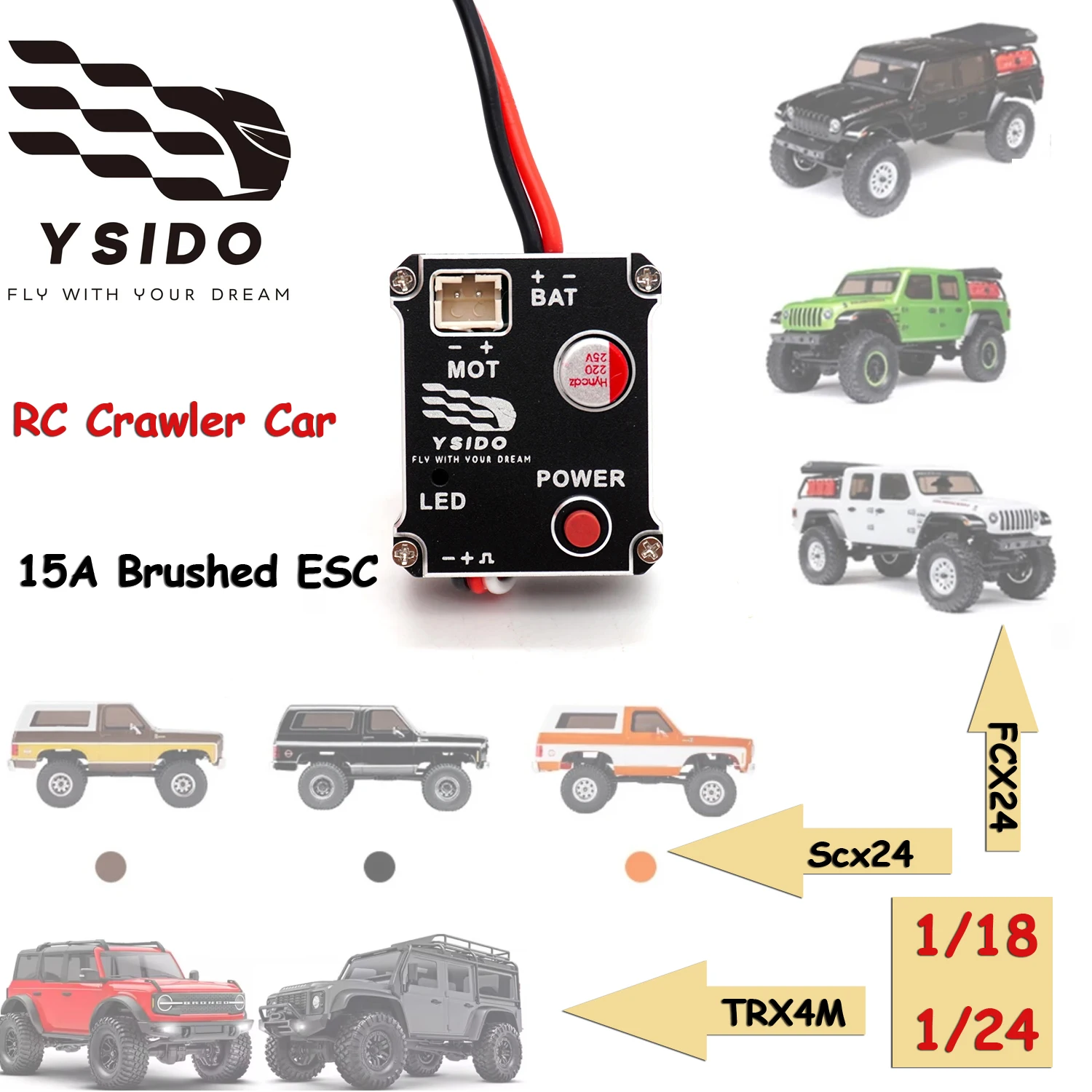 YSIDO FZ-015 15A Управление скоростью Матовый ESC 2S для RC Drift Внедорожник 1/18 TRX4M 1/24 FMS FCX24 Axial SCX24 RC Crawler Upgrade
YSIDO FZ-015 15A Управление скоростью Матовый ESC 2S для RC Drift Внедорожник 1/18 TRX4M 1/24 FMS FCX24 Axial SCX24 RC Crawler Upgrade