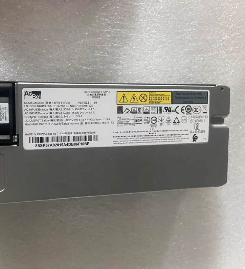 01GV266 1GV266 750W Netzteil PSU Platinum SR630 SR650 SR550 SR530 ST550
01GV266 1GV266 750W Netzteil PSU Platinum SR630 SR650 SR550 SR530 ST550