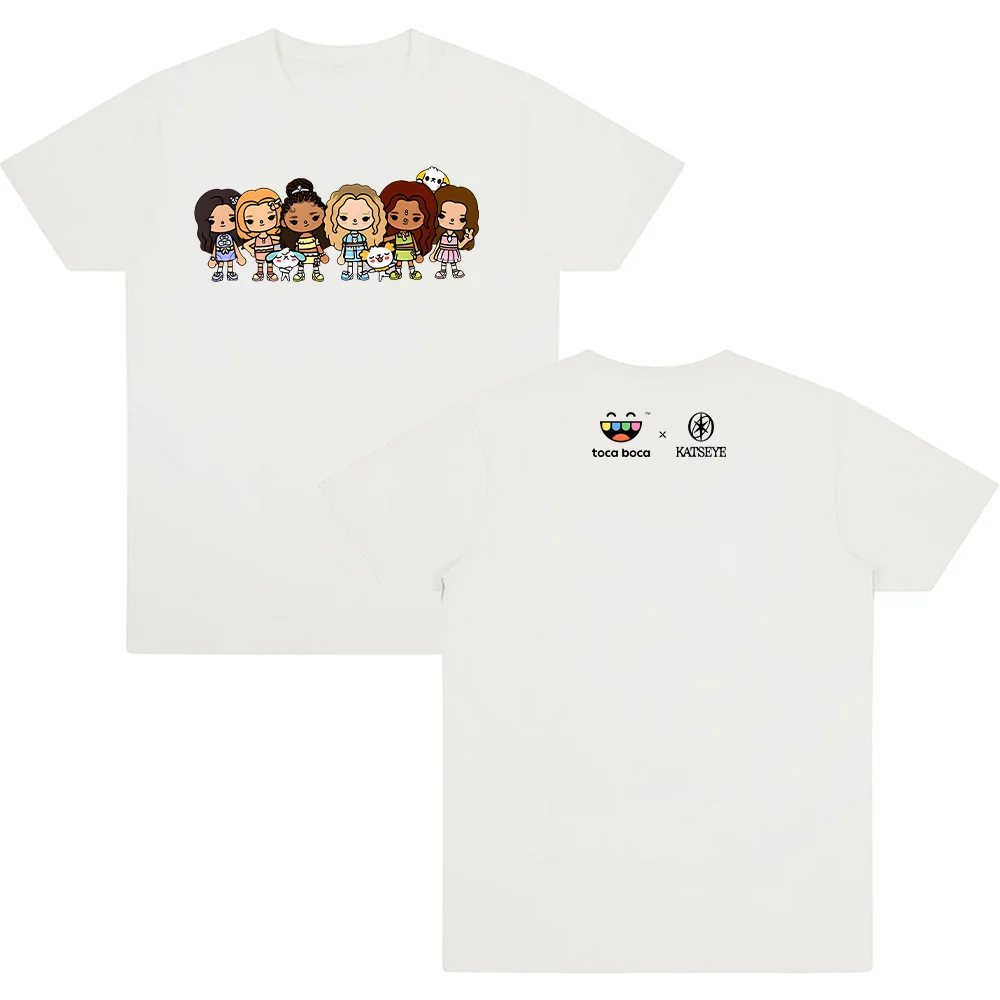 Футболка KATSEYE X Toca Boca, новинка KATSEYE, хлопковые футболки высокого качества с мультяшным принтом, забавная одежда, удобные футболки унисекс
Футболка KATSEYE X Toca Boca, новинка KATSEYE, хлопковые футболки высокого качества с мультяшным принтом, забавная одежда, удобные футболки унисекс