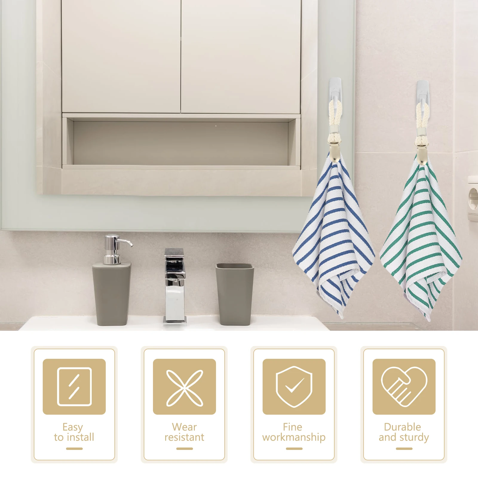 6pcs Towel Clips Hangers Material Cotton Loop Bathroom Kitchen Bedroom Balcony Hooks Storage Accessories
6pcs Towel Clips Hangers Material Cotton Loop Bathroom Kitchen Bedroom Balcony Hooks Storage Accessories