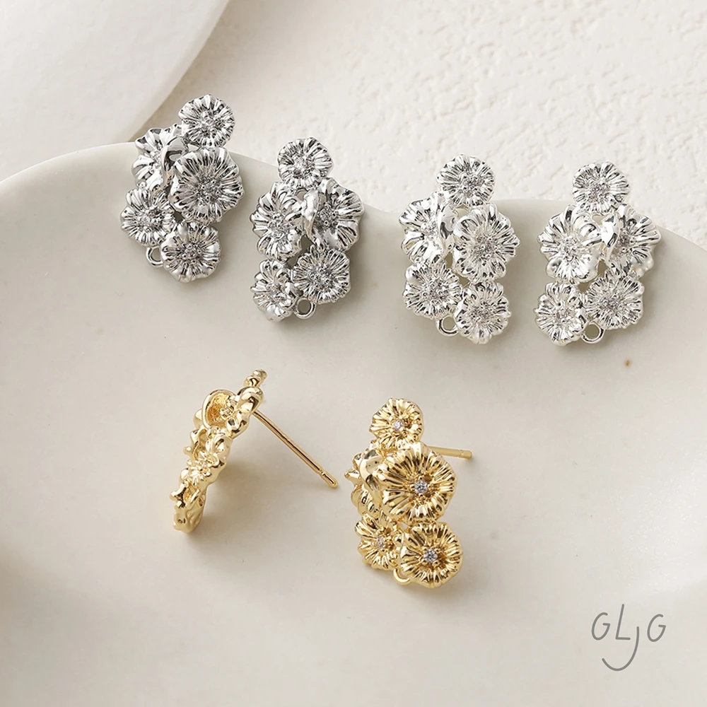 2Pair 14K Gold Plated Brass Thick Silver Flower Bouquet Stud Earrings Findings Jewelry DIY Making Supplies Handmade Accessories
2Pair 14K Gold Plated Brass Thick Silver Flower Bouquet Stud Earrings Findings Jewelry DIY Making Supplies Handmade Accessories