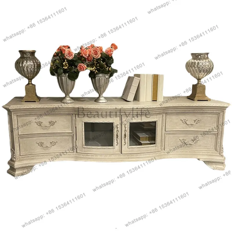 French retro solid wood coffee table TV cabinet combination old coffee table light luxury floor cabinet
French retro solid wood coffee table TV cabinet combination old coffee table light luxury floor cabinet