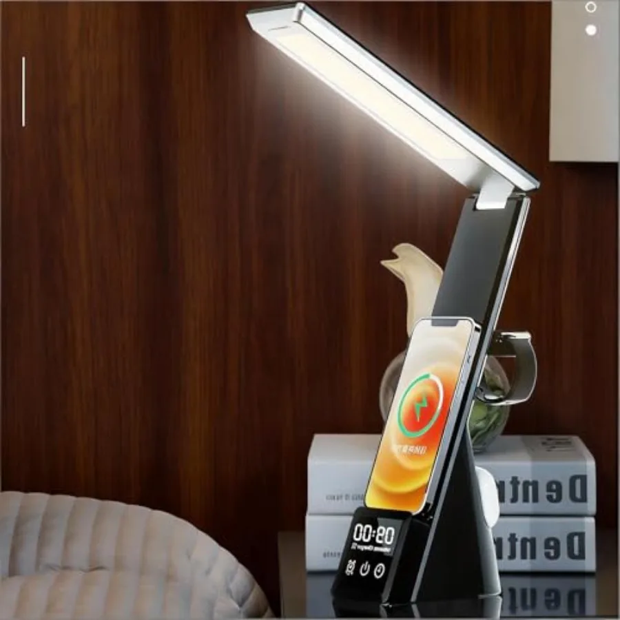 6-in-1 Wireless Charging Bedside Lamp with LED Display 15W Qi Fast Charger for Phone, Watch and Headphones, Digital Clock and A
6-in-1 Wireless Charging Bedside Lamp with LED Display 15W Qi Fast Charger for Phone, Watch and Headphones, Digital Clock and A