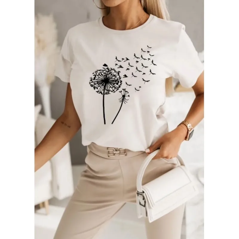 Women's T-shirts Summer Cotton Print Beautiful Dandelion Round Neck Clothes For Women Office Casual T-shirt
Women's T-shirts Summer Cotton Print Beautiful Dandelion Round Neck Clothes For Women Office Casual T-shirt