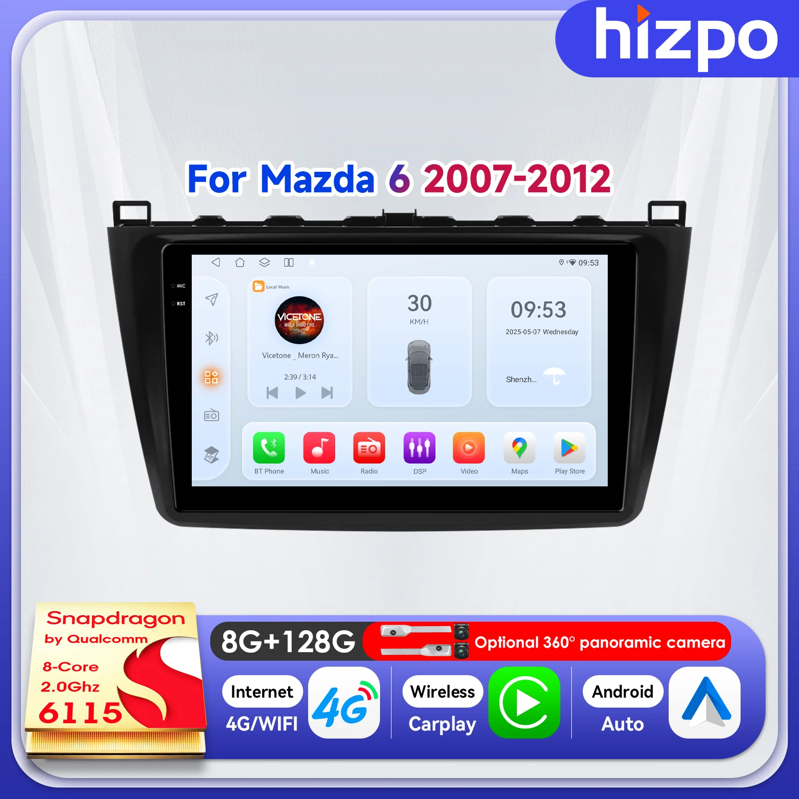 Hizpo 9" Android 14 Car Intelligent Multimedia Systems For Mazda 6 2 GH 2007 - 2012 Wireless Autoradio Navi Carplay WIFI 4G ADAS
Hizpo 9" Android 14 Car Intelligent Multimedia Systems For Mazda 6 2 GH 2007 - 2012 Wireless Autoradio Navi Carplay WIFI 4G ADAS