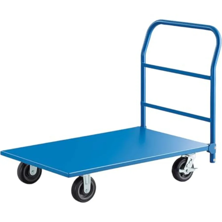 Warehouse/industrial/commercial use: blue steel platform truck, 2000 lb capacity, heavy-duty utility cart with removable handle
Warehouse/industrial/commercial use: blue steel platform truck, 2000 lb capacity, heavy-duty utility cart with removable handle