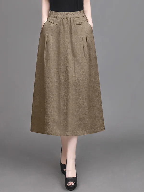 High Waist A-Line Skirt Lightweight Linen Workwear Elastic Waist Midi Skirt Summer Fashion Large Swing Skirt Commute Style
High Waist A-Line Skirt Lightweight Linen Workwear Elastic Waist Midi Skirt Summer Fashion Large Swing Skirt Commute Style