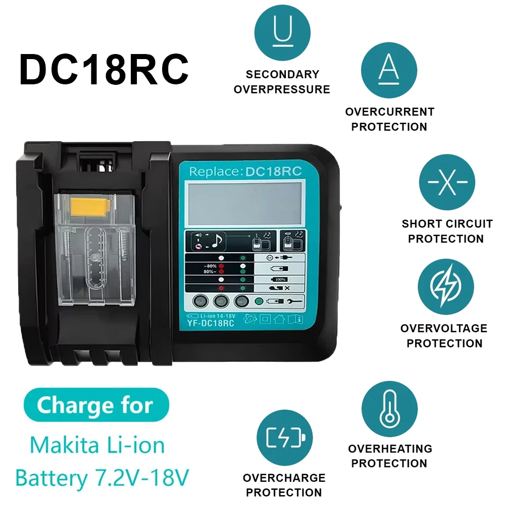 The Latest Version of Lithium Ion Rechargeable Charger DC18RC for Makita 14.4V 18V BL1830 Bl1430 DC18RA Power Tool
The Latest Version of Lithium Ion Rechargeable Charger DC18RC for Makita 14.4V 18V BL1830 Bl1430 DC18RA Power Tool