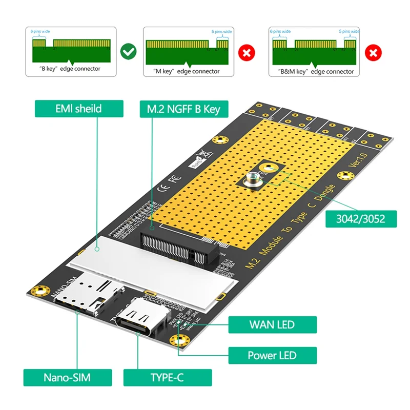 Новый модуль M.2 NGFF B Key 3G/4G/5G к сетевому адаптеру типа C Поддержка Riser Card RM500Q RM500U GM800 SIM8200
Новый модуль M.2 NGFF B Key 3G/4G/5G к сетевому адаптеру типа C Поддержка Riser Card RM500Q RM500U GM800 SIM8200