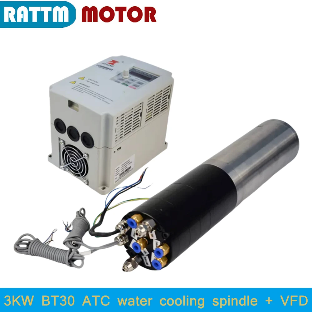 CNC Metal Router 3KW BT30 220V 380V Water Cooling Spindle Automatic tool changer ATC Spindle With Fuling Inverter
CNC Metal Router 3KW BT30 220V 380V Water Cooling Spindle Automatic tool changer ATC Spindle With Fuling Inverter