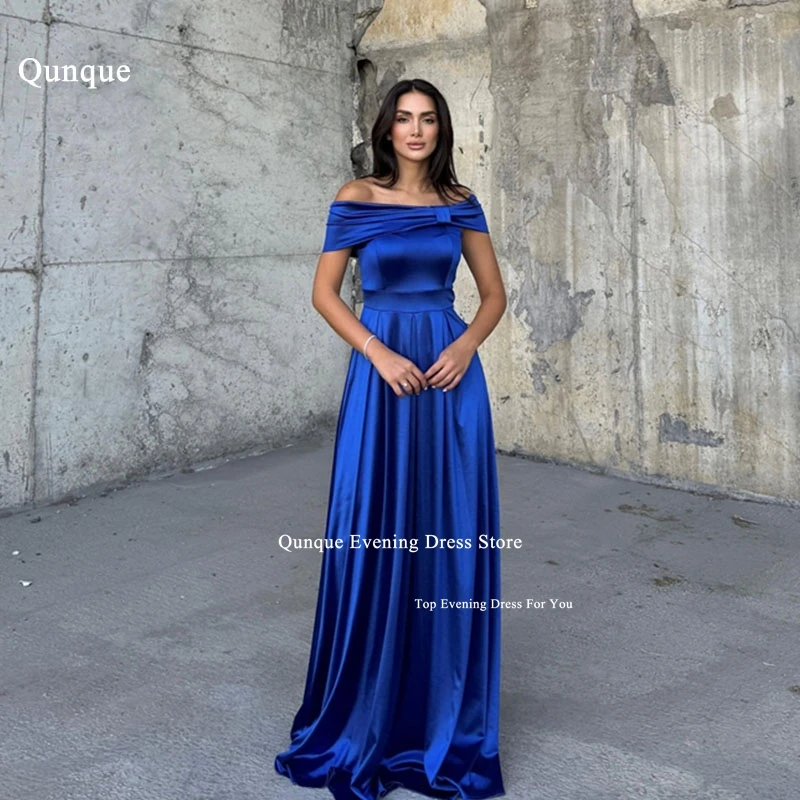 Qunque Sexy Off The Shoulder Long Prom Gowns Royal Blue Evening Dresses Satin Pleated Belt Formal Wedding Party Dress Customized
Qunque Sexy Off The Shoulder Long Prom Gowns Royal Blue Evening Dresses Satin Pleated Belt Formal Wedding Party Dress Customized