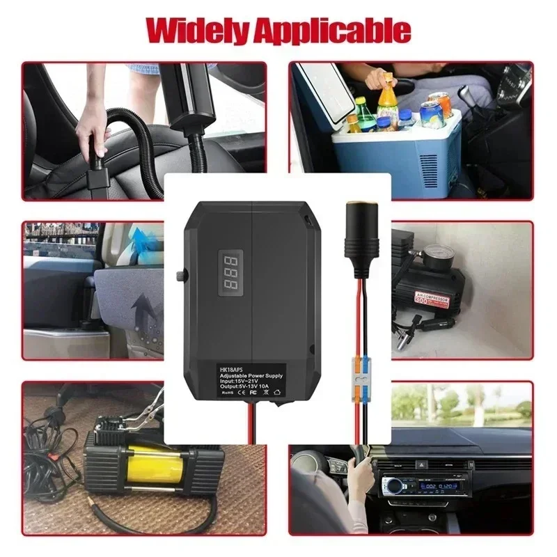 Li-ion Battery Adapter Cigarette Lighter Voltage Regulator 18V To 5-13V Step Down Converter for Hikoki for Hitachi 18V Battery
Li-ion Battery Adapter Cigarette Lighter Voltage Regulator 18V To 5-13V Step Down Converter for Hikoki for Hitachi 18V Battery