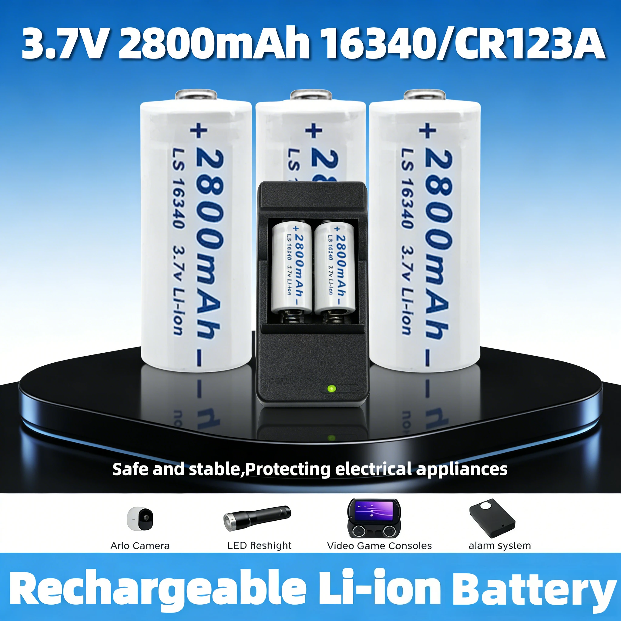 CR123A Battery 3.7V 2800mAh Rechargeable Li-ion With L70 Plus Charger For Safety Camera Long Lasting Power Supply
CR123A Battery 3.7V 2800mAh Rechargeable Li-ion With L70 Plus Charger For Safety Camera Long Lasting Power Supply
