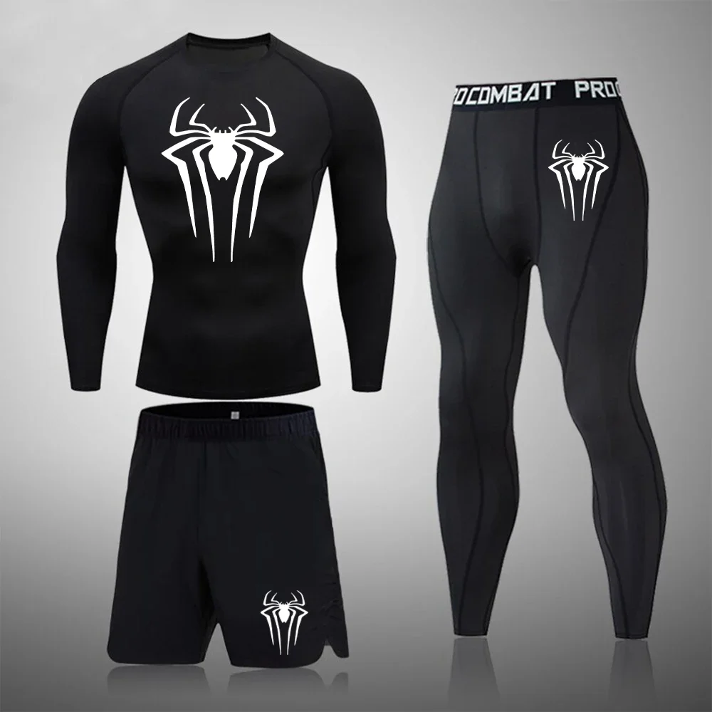Super Spider Men's Printed Compression Set Long Sleeve Gym Top + Fitness Pants + Athletic Shorts Quick Drying Rash Guard Set
Super Spider Men's Printed Compression Set Long Sleeve Gym Top + Fitness Pants + Athletic Shorts Quick Drying Rash Guard Set