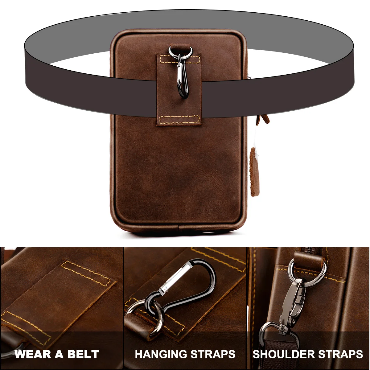 Men's Retro Waist Bag Genuine Leather Waist Pack Belt Hanging Mobile Phone Bags Male Shoulder Messenger Bag Solid Color
Men's Retro Waist Bag Genuine Leather Waist Pack Belt Hanging Mobile Phone Bags Male Shoulder Messenger Bag Solid Color