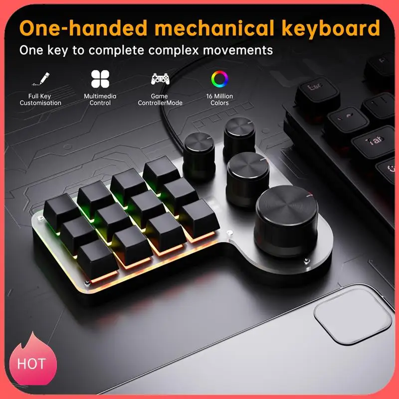 HOT-Mini Custom Keyboard 12 Keys 4 Knobs RGB BT Mechanical Keyboard Hotswap Programming Macro Gaming Keypad
HOT-Mini Custom Keyboard 12 Keys 4 Knobs RGB BT Mechanical Keyboard Hotswap Programming Macro Gaming Keypad