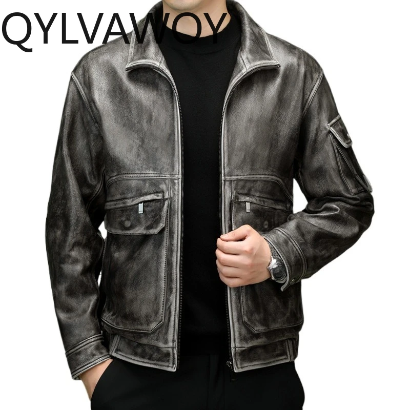 QYLVAWOY Real Leather Jacket Man Cowhide Jacket 2026 new Spring Autumn Motorcycle Jacket Stand Collar Jackets for Man Chaqueta
QYLVAWOY Real Leather Jacket Man Cowhide Jacket 2026 new Spring Autumn Motorcycle Jacket Stand Collar Jackets for Man Chaqueta