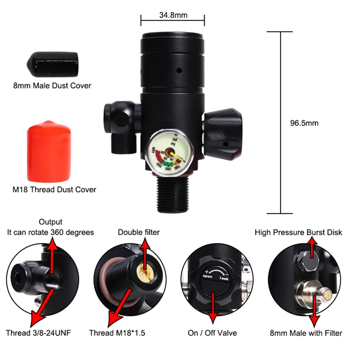 M22KScuba Diving Pressure Reducing Valve Air Filling Station Parts Diving Cylinder Valve Scuba Regulators
M22KScuba Diving Pressure Reducing Valve Air Filling Station Parts Diving Cylinder Valve Scuba Regulators