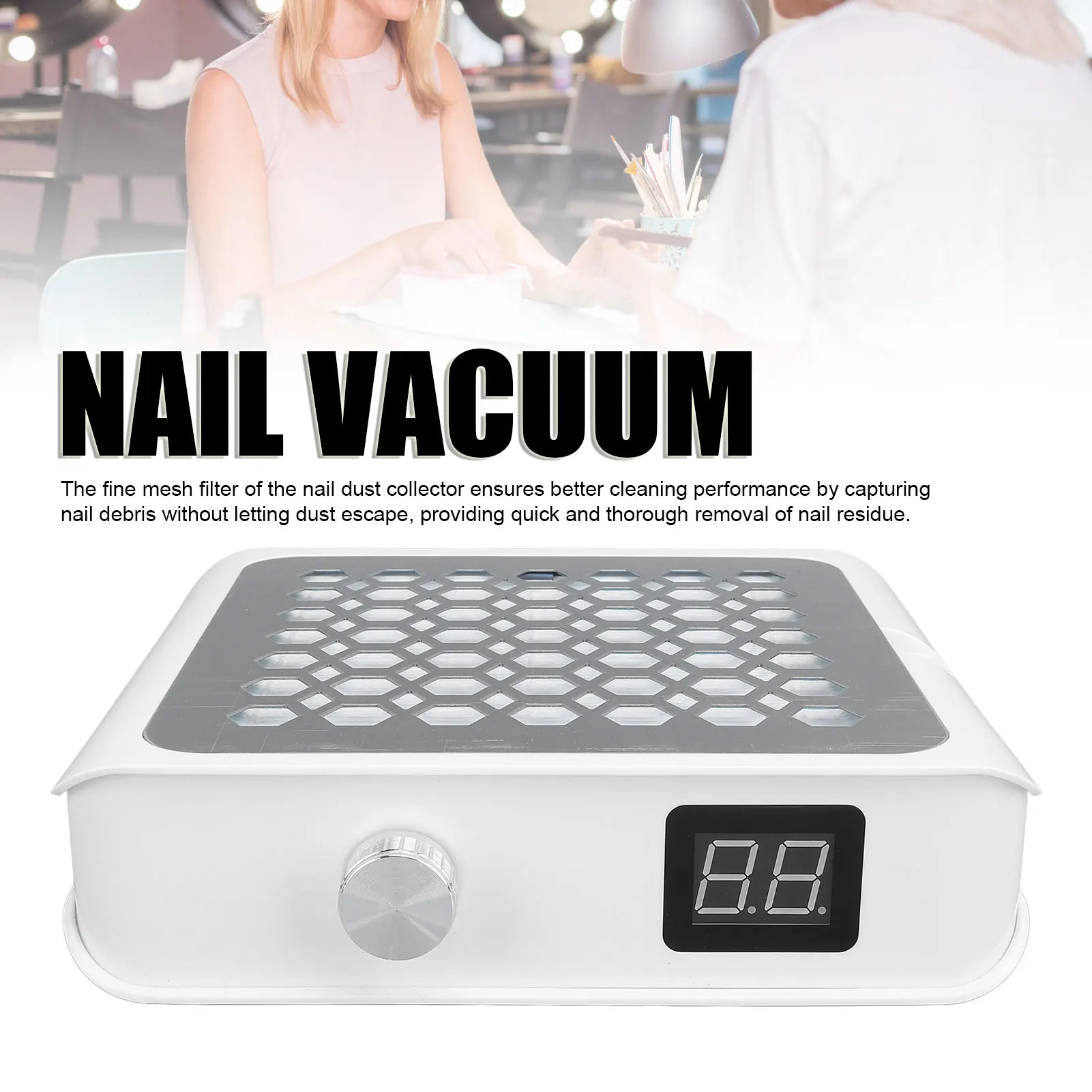 Nail Vacuum Dust Collector 60W White Strong Suction Quiet Nail Fan Dust Collector Fine Mesh Filter Powerful for Nail Polishing
Nail Vacuum Dust Collector 60W White Strong Suction Quiet Nail Fan Dust Collector Fine Mesh Filter Powerful for Nail Polishing
