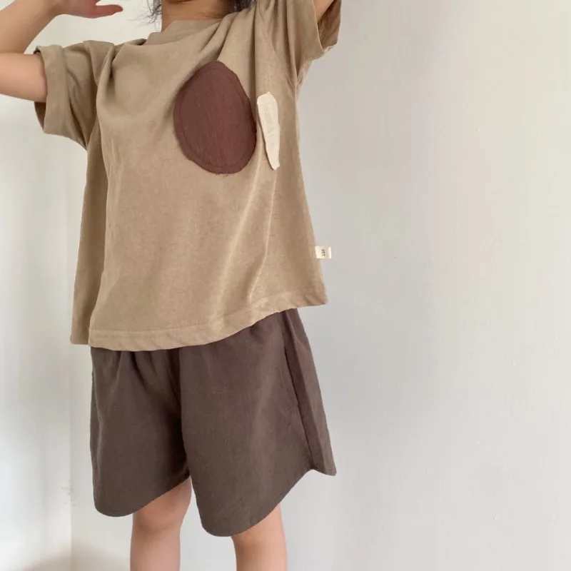 Boys and girls cotton loose Comfortable Tops 2025 Summer Kids T-shirt cute Circular patch short sleeve Tees
Boys and girls cotton loose Comfortable Tops 2025 Summer Kids T-shirt cute Circular patch short sleeve Tees