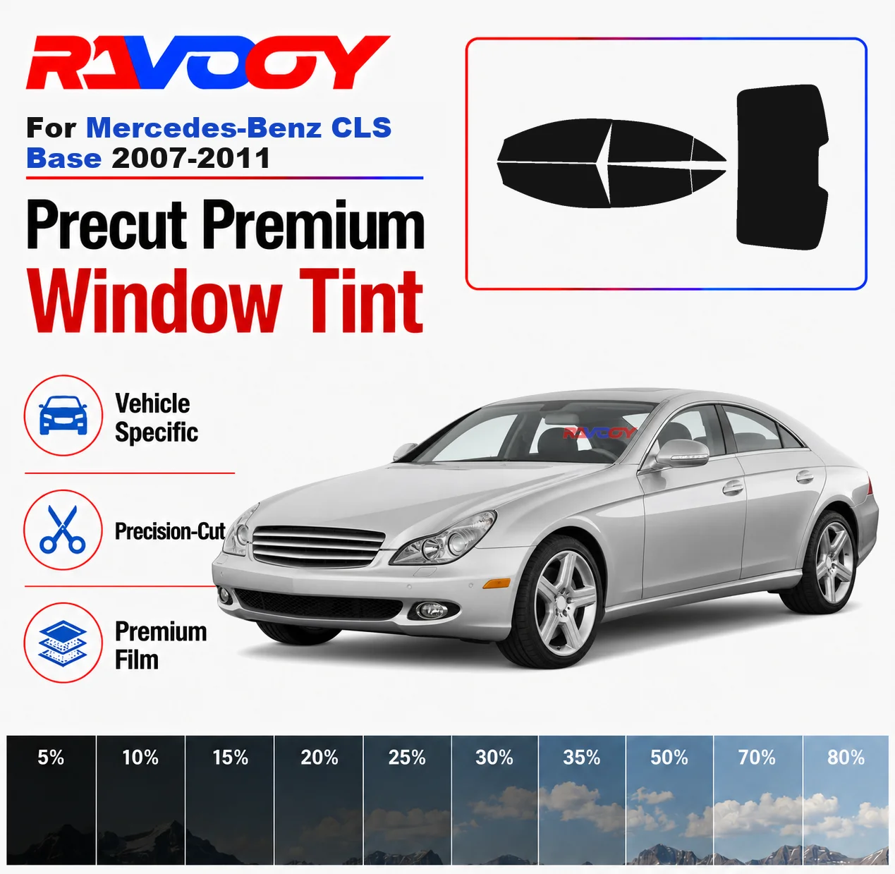 Premium Precut Window Tint Kit Front Windows Rear Windows Rear Windshield For Mercedes-Benz CLS Base 2007-2011 Nano Ceramic Film
Premium Precut Window Tint Kit Front Windows Rear Windows Rear Windshield For Mercedes-Benz CLS Base 2007-2011 Nano Ceramic Film