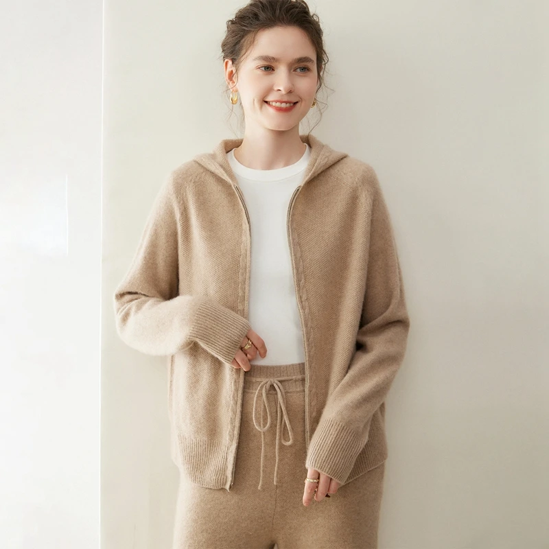 Choice New Chic Women 100% Cashmere Zipper Cardigan Autumn Winter Hoodie Cashmere Sweater Thick Warm Knitwear Feshion Tops
Choice New Chic Women 100% Cashmere Zipper Cardigan Autumn Winter Hoodie Cashmere Sweater Thick Warm Knitwear Feshion Tops