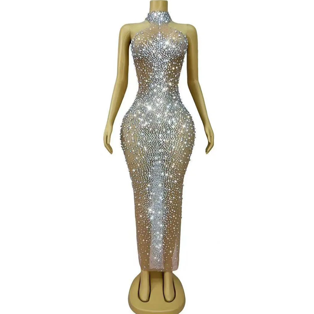 Sexy Stage Sparkly Rhinestones Sleeveless Mesh Transparent Long Dress Celebrate Evening Wedding Prom Birthday Photoshoot Dress
Sexy Stage Sparkly Rhinestones Sleeveless Mesh Transparent Long Dress Celebrate Evening Wedding Prom Birthday Photoshoot Dress