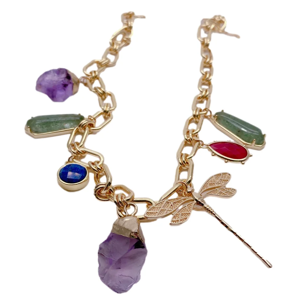 Y.YING Multi Gemstone Lapis Amethyst Jade Aventurine Charm Gold Plated Choker Necklace
Y.YING Multi Gemstone Lapis Amethyst Jade Aventurine Charm Gold Plated Choker Necklace