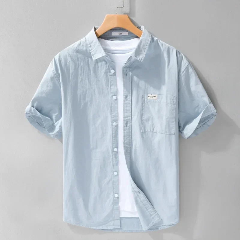 Pop Summer Men's Comfortable Cotton Shirt Pure Color Youth Simple Japanese Style Fresh White Popular Male Blouse 315
Pop Summer Men's Comfortable Cotton Shirt Pure Color Youth Simple Japanese Style Fresh White Popular Male Blouse 315