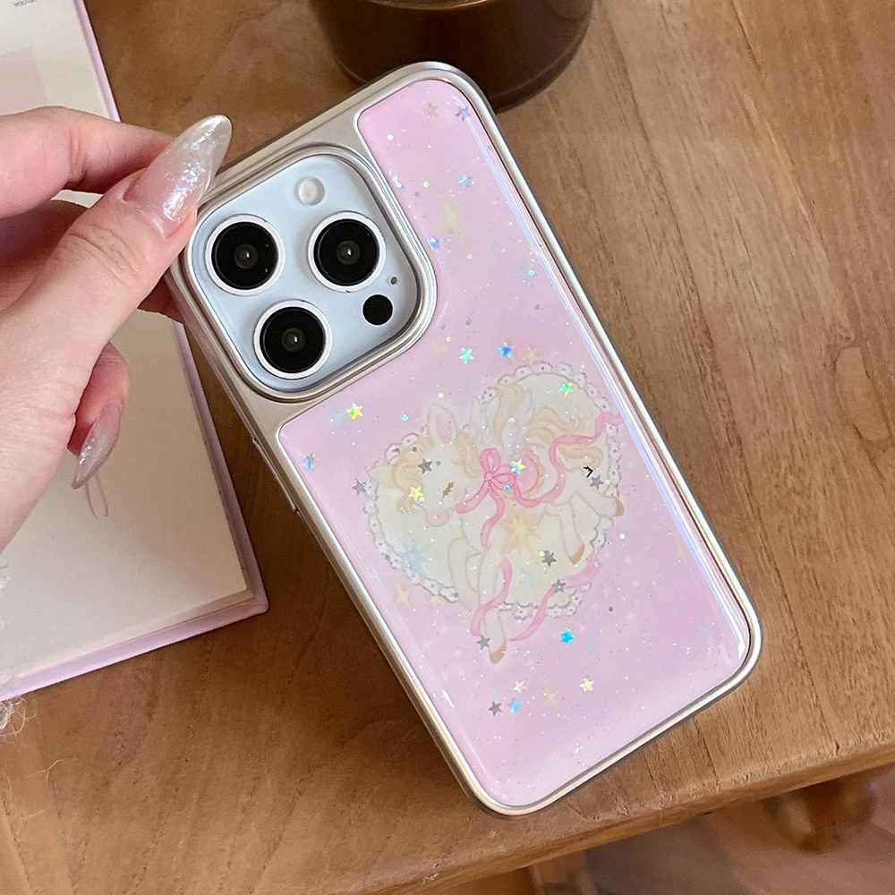 Dreamy Heart Bow Unicorn Electroplated Edge Phone Case Pink Glitter for iPhone 17promax 17pro 16 15 14 ProMax 13 Drip Glue Cover
Dreamy Heart Bow Unicorn Electroplated Edge Phone Case Pink Glitter for iPhone 17promax 17pro 16 15 14 ProMax 13 Drip Glue Cover