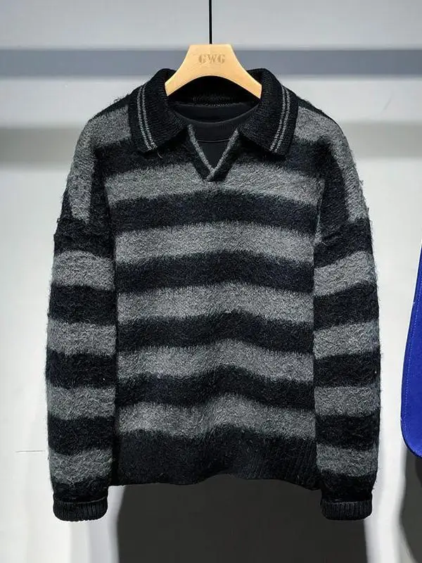 Мужской свободный свитер больших размеров с V-образным вырезом, вязаный, осенне-зимний, с цветными полосками, 300 Pou Brued
Мужской свободный свитер больших размеров с V-образным вырезом, вязаный, осенне-зимний, с цветными полосками, 300 Pou Brued