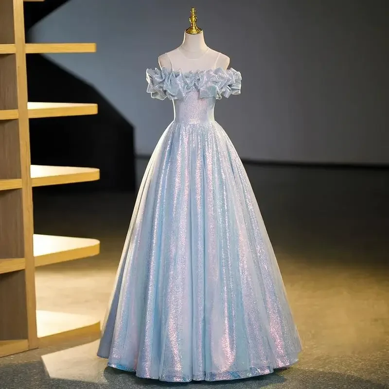 Evening Gown 2025 Summer New Fashionable and Elegant Temperament Vocal Solo Fluffy Skirt Report Performance Gown Shoulder Length
Evening Gown 2025 Summer New Fashionable and Elegant Temperament Vocal Solo Fluffy Skirt Report Performance Gown Shoulder Length